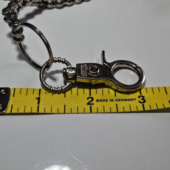 26" Bike Chain Clip Keychain Metal Bicycle Chain Links Silvertone Bikers Keyring - Picture 7 of 11